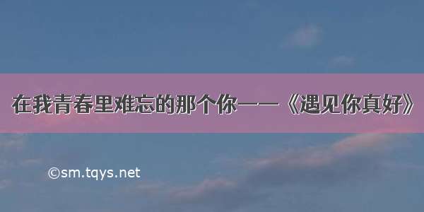 在我青春里难忘的那个你——《遇见你真好》