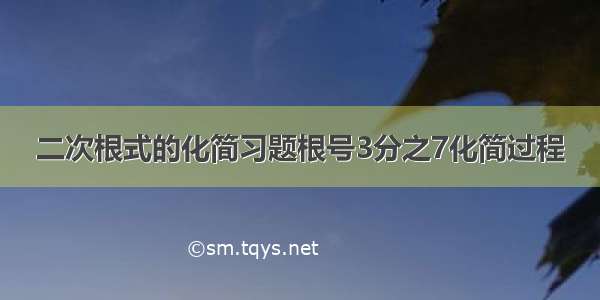 二次根式的化简习题根号3分之7化简过程