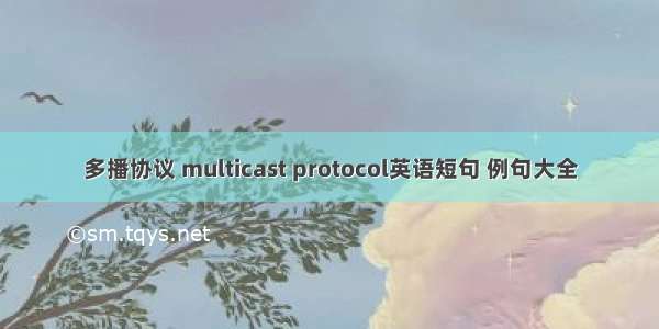 多播协议 multicast protocol英语短句 例句大全