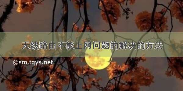 无线路由不能上网问题的解决的方法