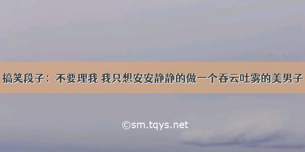 搞笑段子：不要理我 我只想安安静静的做一个吞云吐雾的美男子