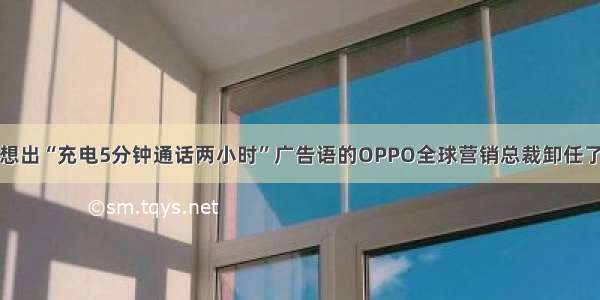 想出“充电5分钟通话两小时”广告语的OPPO全球营销总裁卸任了