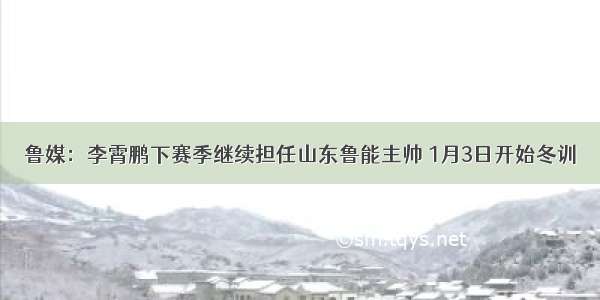 鲁媒：李霄鹏下赛季继续担任山东鲁能主帅 1月3日开始冬训