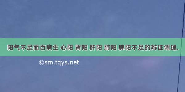 阳气不足而百病生 心阳 肾阳 肝阳 肺阳 脾阳不足的辩证调理.