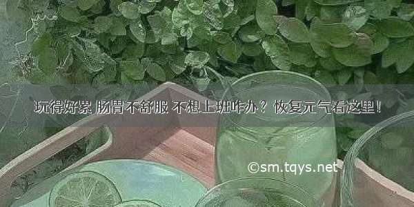 玩得好累 肠胃不舒服 不想上班咋办？恢复元气看这里！