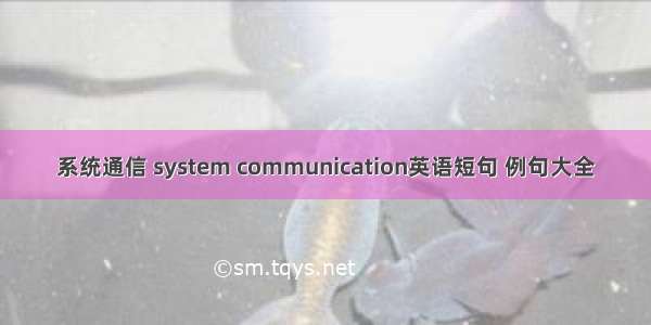 系统通信 system communication英语短句 例句大全