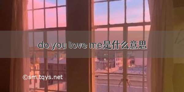 do you love me是什么意思