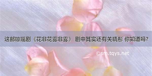 这部琼瑶剧《花非花雾非雾》 剧中其实还有关晓彤 你知道吗？