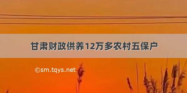 甘肃财政供养12万多农村五保户