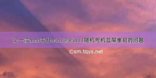 记一次amd平台win10/win11随机死机蓝屏重启的问题