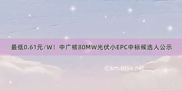 最低0.61元/W！中广核80MW光伏小EPC中标候选人公示