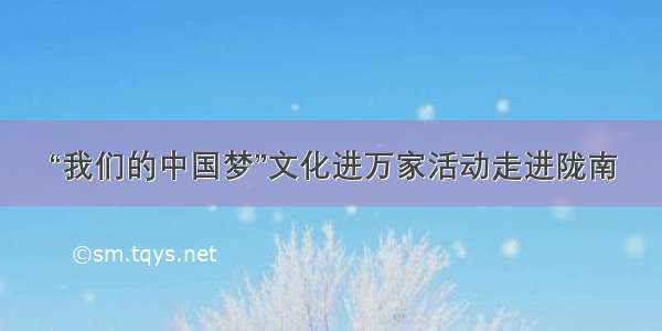 “我们的中国梦”文化进万家活动走进陇南