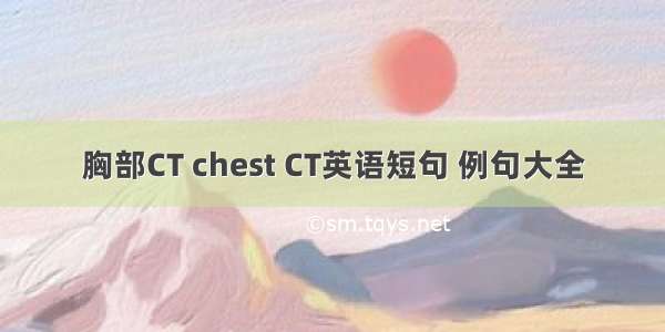 胸部CT chest CT英语短句 例句大全