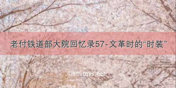 老付铁道部大院回忆录57-文革时的“时装”