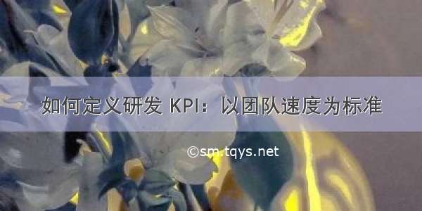 如何定义研发 KPI：以团队速度为标准