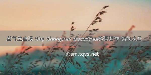 益气生血汤 Yiqi Shangxue decoction英语短句 例句大全