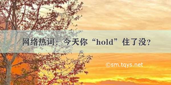 网络热词：今天你“hold”住了没？