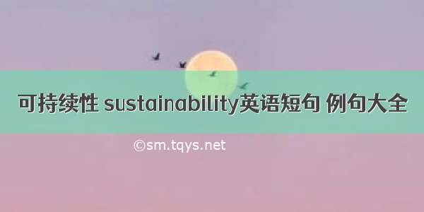 可持续性 sustainability英语短句 例句大全