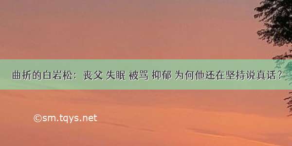 曲折的白岩松：丧父 失眠 被骂 抑郁 为何他还在坚持说真话？