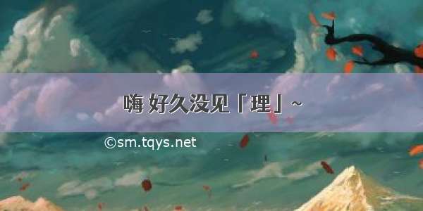 嗨 好久没见「理」~