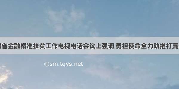 宋亮在甘肃省金融精准扶贫工作电视电话会议上强调 勇担使命全力助推打赢脱贫攻坚战