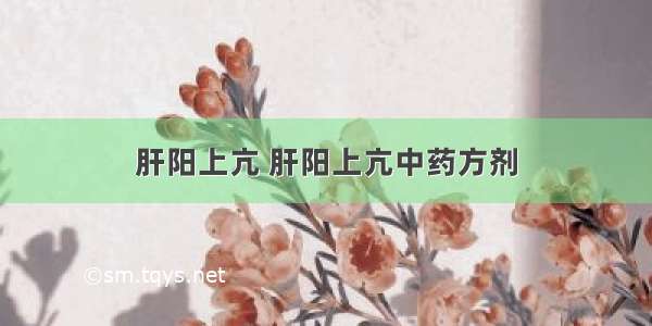 肝阳上亢 肝阳上亢中药方剂