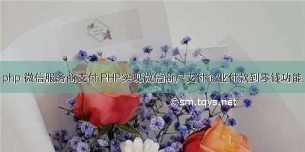 php 微信服务商支付 PHP实现微信商户支付企业付款到零钱功能