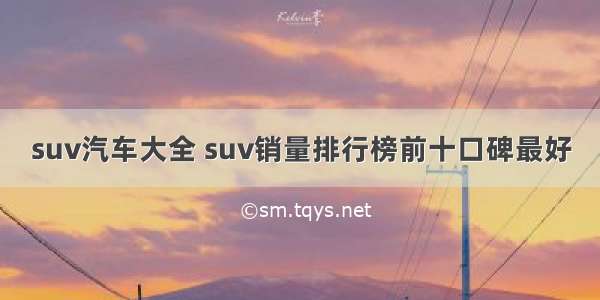 suv汽车大全 suv销量排行榜前十口碑最好