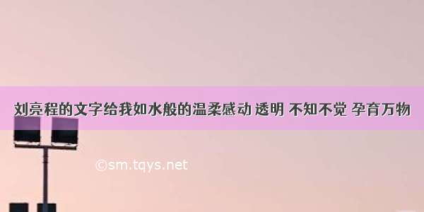 刘亮程的文字给我如水般的温柔感动 透明 不知不觉 孕育万物