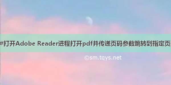 C#打开Adobe Reader进程打开pdf并传递页码参数跳转到指定页数