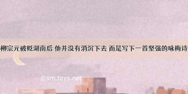 柳宗元被贬湖南后 他并没有消沉下去 而是写下一首坚强的咏梅诗