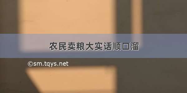 农民卖粮大实话顺口溜