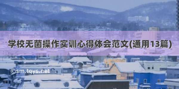 学校无菌操作实训心得体会范文(通用13篇)