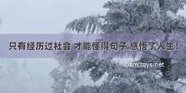 只有经历过社会 才能懂得句子 感悟了人生！