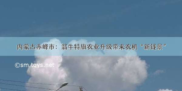 内蒙古赤峰市：翁牛特旗农业升级带来农机“新钱景”
