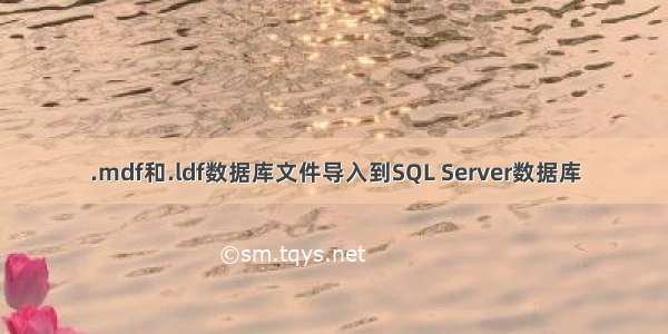 .mdf和.ldf数据库文件导入到SQL Server数据库