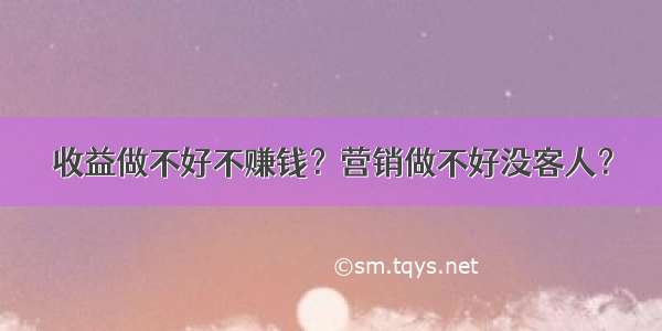 收益做不好不赚钱？营销做不好没客人？