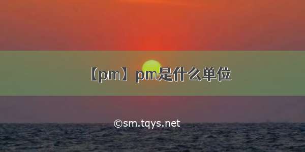 【pm】pm是什么单位