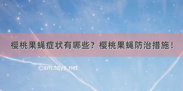 樱桃果蝇症状有哪些？樱桃果蝇防治措施！