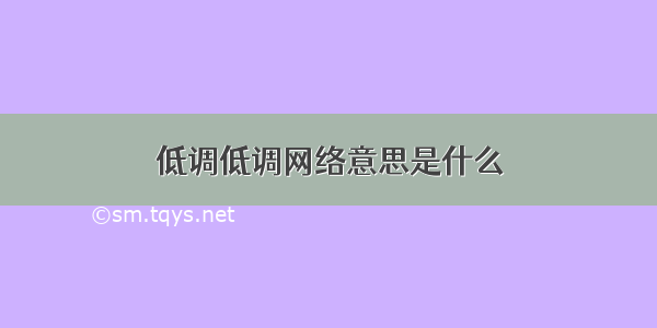 低调低调网络意思是什么