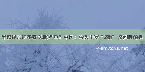 半夜经常睡不着 失眠严重？中医：枕头里塞“2物” 常闻睡的香