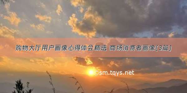 购物大厅用户画像心得体会精选 商场消费者画像(3篇)