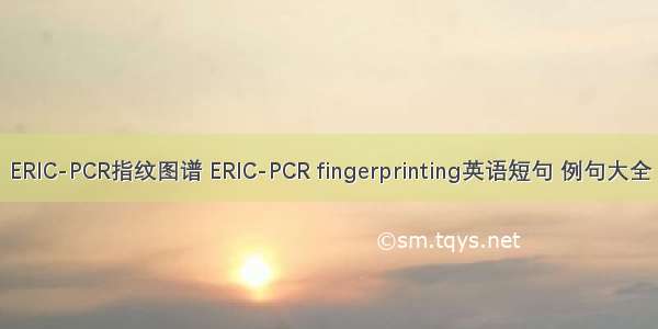 ERIC-PCR指纹图谱 ERIC-PCR fingerprinting英语短句 例句大全