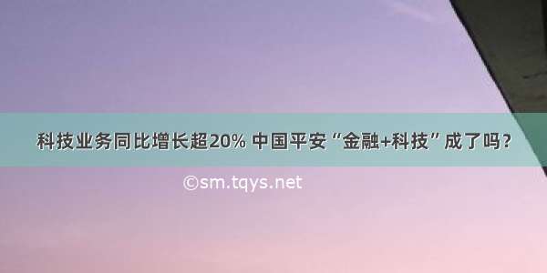 科技业务同比增长超20% 中国平安“金融+科技”成了吗？