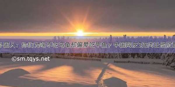 外国人：你们为啥不吃乌龟却偏爱吃甲鱼？中国网友3连问让他沉默