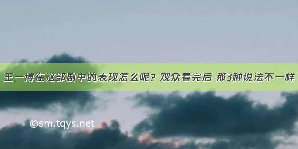 王一博在这部剧中的表现怎么呢？观众看完后 那3种说法不一样