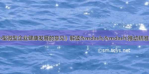 《国务院关于扶持小型微型企业健康发展的意见》解读&mdash;&mdash;推动精准扶持 提高小型微型企