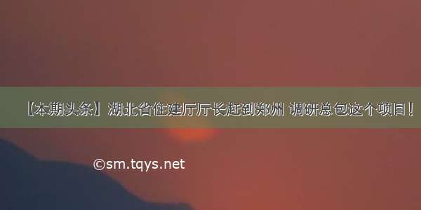 【本期头条】湖北省住建厅厅长赶到郑州 调研总包这个项目！