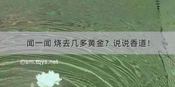 闻一闻 烧去几多黄金？说说香道！