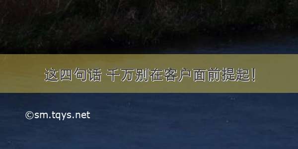 这四句话 千万别在客户面前提起！